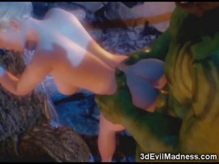 3D Elf Princess Ravaged by Orc - x rated film at Ah-Me