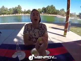 MenPOV Outdoor picnic sets up to POV fuck