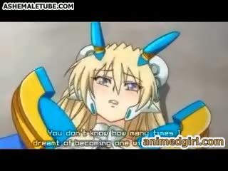 Monstr anime pokes a hentaý warrior young lady