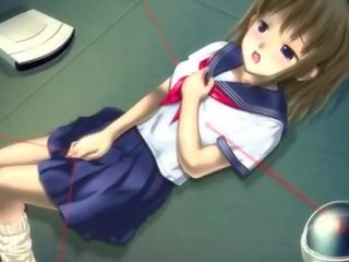 Anime femme fatale in school- uniform masturberen poesje